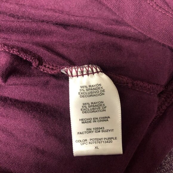 Daisy Fuentes Tunic Womens Size XL Purple Gathered Side Cap Sleeves Top - Picture 7 of 9